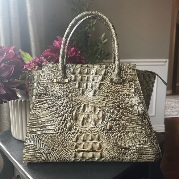 Brahmin Handbags - Brahmin Priscilla Satchel Forest Melbourne - RARE - 2 Eye Medallions
